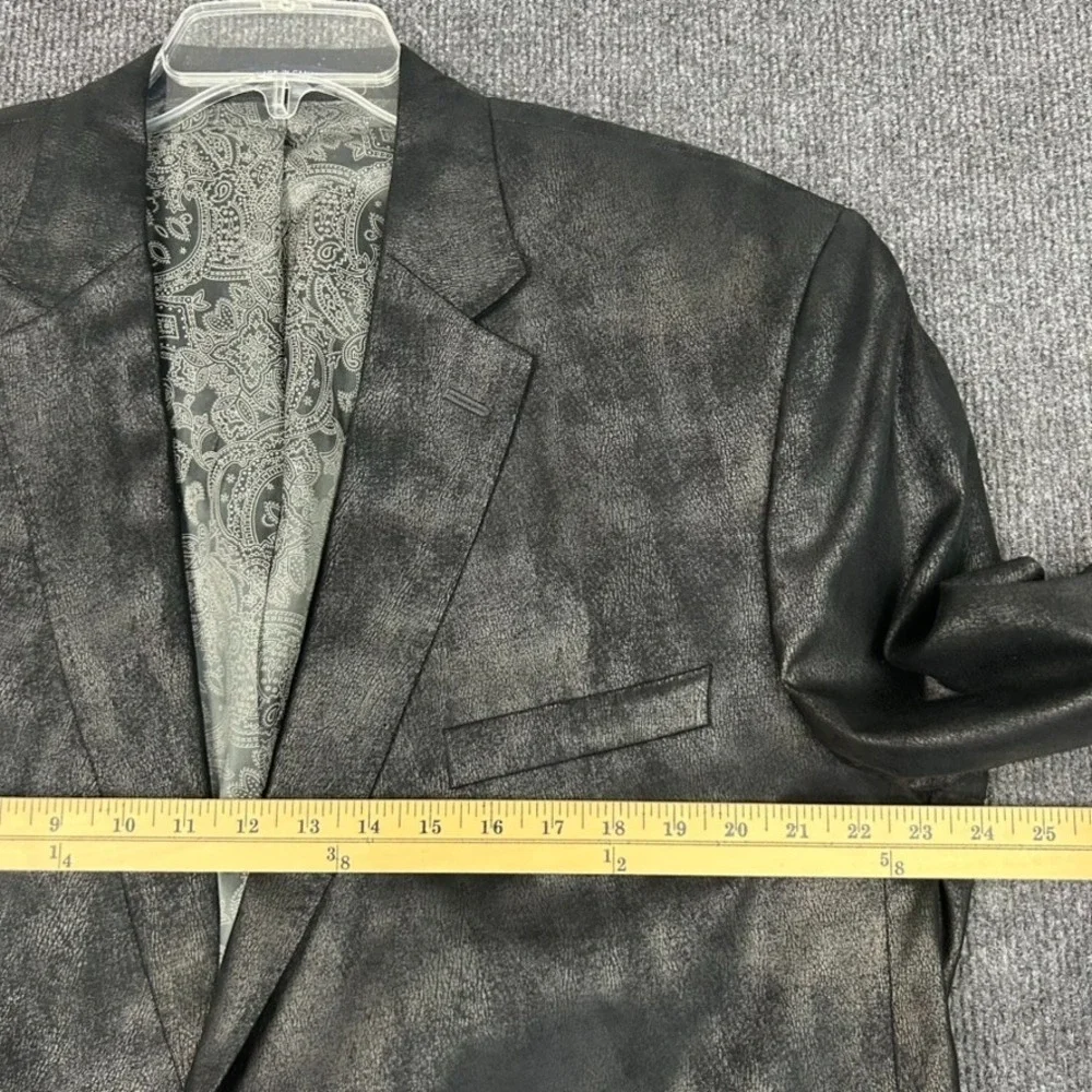 Cremieux Monet Sport Jacket Black Faux Suede Leather Paisley Soft Sz 50R